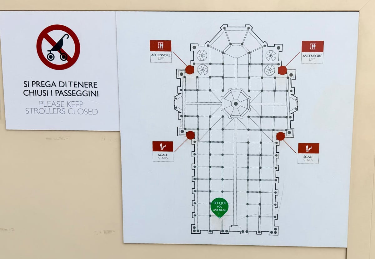 Mapa wejść do katedry w Mediolanie
