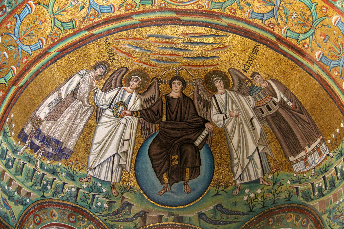 Mozaika w absydzie - Chrystus Pantokrator w bazylice św. Witalisa w Rawennie