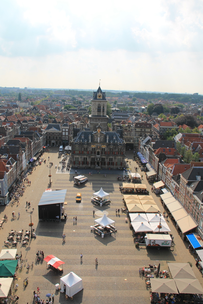 !Widok na rynek - Grote Markt z wieży widokowej Nowego Kościoła w Delft
