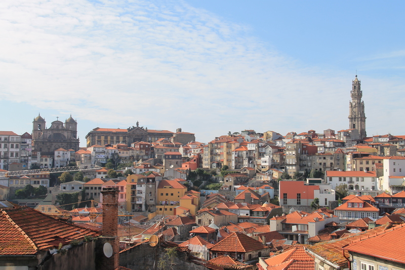 Widok na wieżę kościelną Clerigos - widok z placu katedralnego - Porto