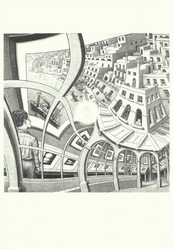 'Galeria' - M.C. Escher (skan pocztówki z muzeum)