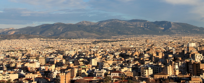 Panorama zabudowy Aten ze wzgórza Aresa