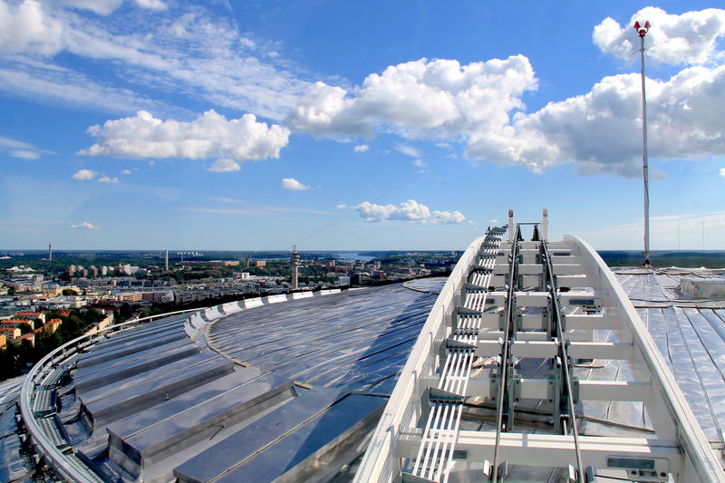 [na górze Kuli Globen - SkyView w Sztokholmie]