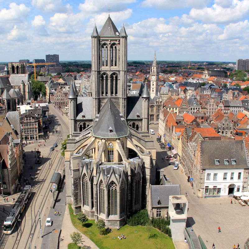 !Kościół św. Mikołaja w Gandawie - widok z wieży Beffroi (Het Belfort van Gent)