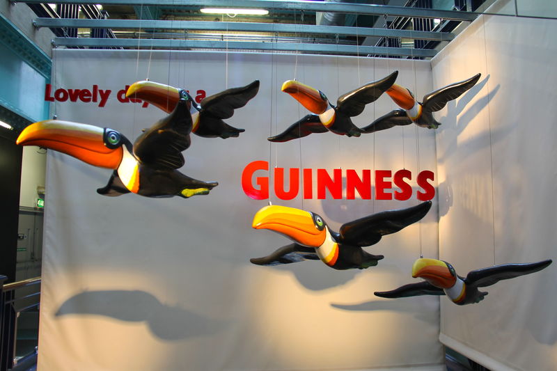 Guinness Storehouse w Dublinie - tukany z reklamy Guinnessa
