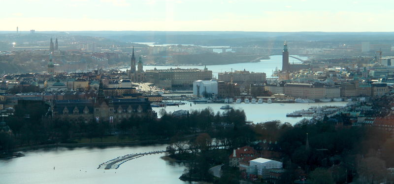 widok z wieży telewizyjnej w Sztokholmie