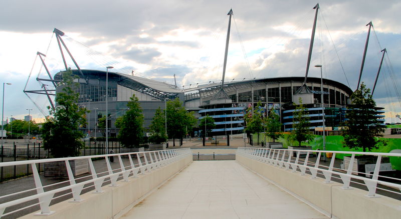 widok na stadion klubu Manchester City FC - Etihad Stadium