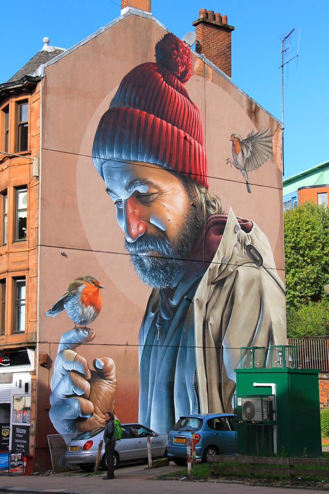Street Art w Glasgow - okolice Katedry - St Mungo (autor SMUG)