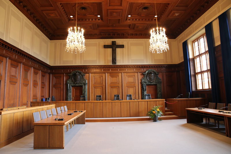 !Norymberga - Pałac Sprawiedliwości - sala sądowa numer 600 (to w niej odbywały się procesy norymberskie)
