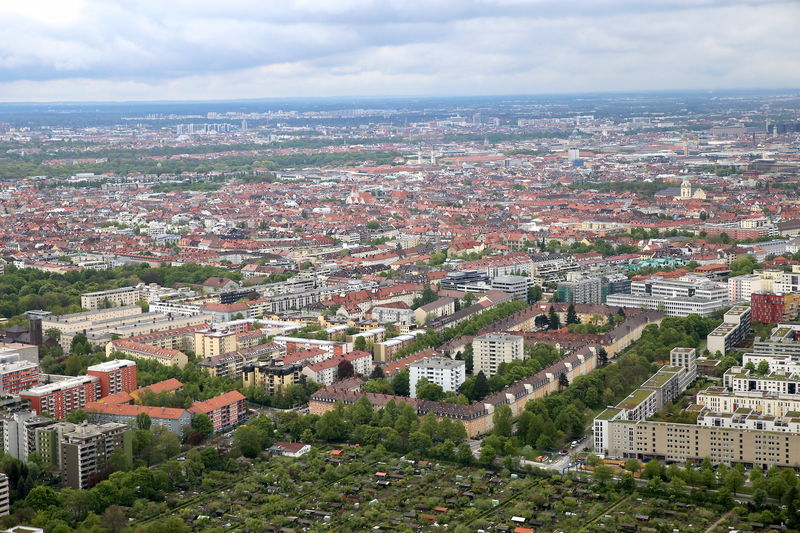 Widok z wieży Olimpijskiej na Monachium