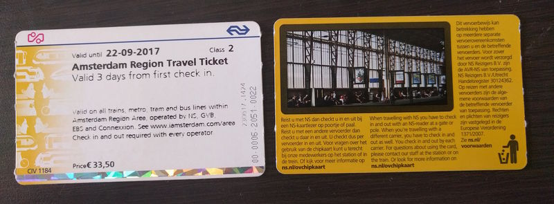 Karta 3-dniowa - Amsterdam Region Travel Ticket