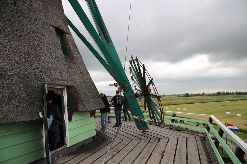 Holandia, Skansen Zaanse Schans, wiatrak De Kat - na tarasie