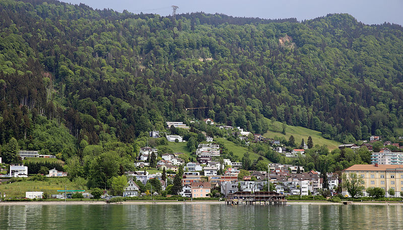 Bregencja - miasteczko w Austrii - widok podczas rejsu po Jeziorze Bodeńskim