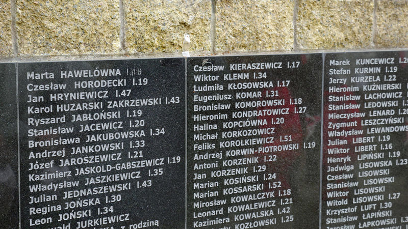 Nazwiska pomordowanych Polaków (wśród nich Bronisław Komorowski) - Ponary, Wilno
