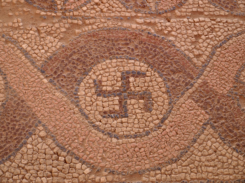 Fragment wczesnochrześcijańskiej mozaiki w Ochrydzie (nad Jeziorem Ochrydzkim)