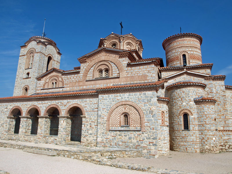 Cerkwie na wzgórzu Plaosznik okolice Jeziora Ochrydzkiego