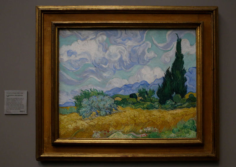 'Pole pszenicy z cyprysami' Vincent van Gogh - Muzeum Narodowe w Londynie