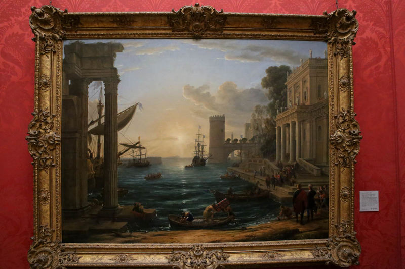 !"Port morski z zaokrętowaniem królowej Saby" Claude Lorrain - National Gallery w Londynie