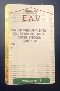 Przykładowy bilet na kolejkę Circumvesuviana