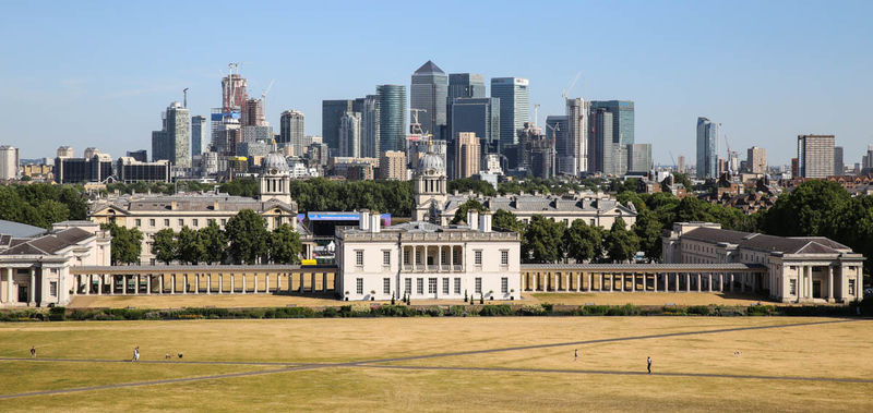 Widok ze wzgórza Greenwich w Londynie