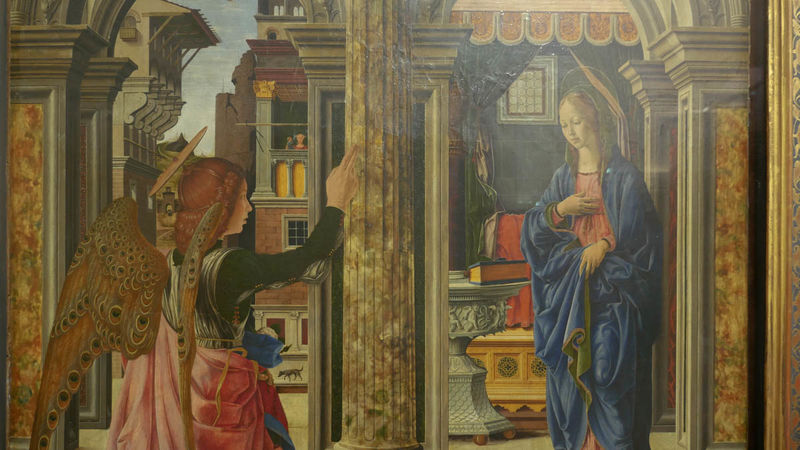 'Zwiastowanie i narodzenie' Francesco del Cossa - Galeria Obrazów Starych Mistrzów w Dreźnie