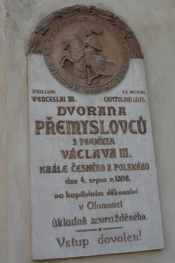 Tablica upamietniająca śmierć Wacława III - Ołomuniec