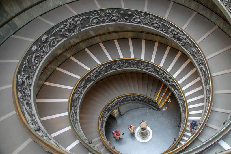 Spiralne schody
- Muzea Watykańskie