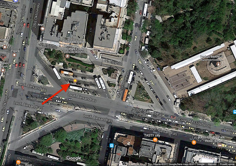 !Lokalizacja przystanku autobusowego w kierunku Przylądka Sunion (screen: maps.google.pl)