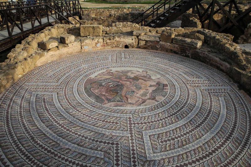 Wspaniała mozaika w formie medalionu w Willi Tezeusza w Nea Pafos