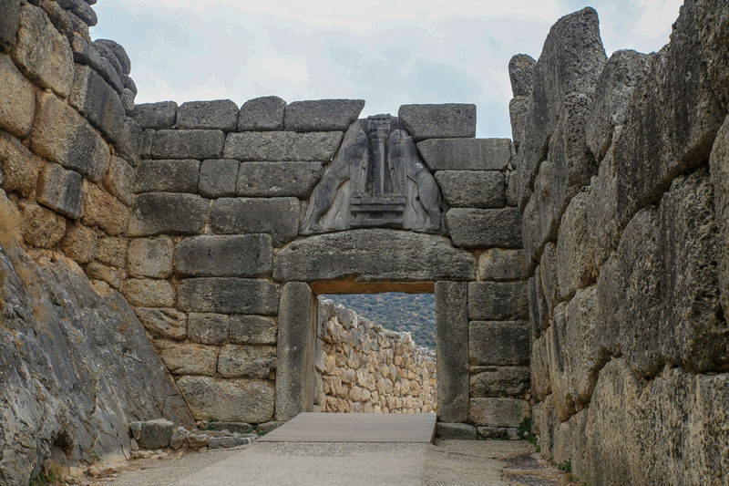 Brama Lwów - Mykeny, stanowisko archeologiczne (Peloponez, Grecja)